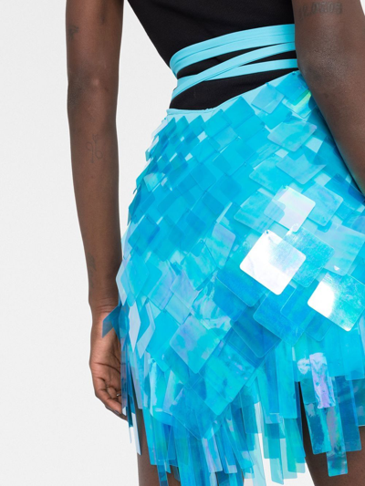 Attico Aurelie Embellished Mini Skirt In Blue