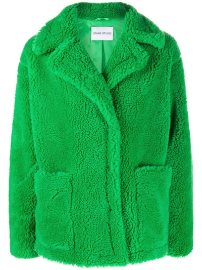 Shop Stand Studio Marina Faux-shearling Jacket In Green