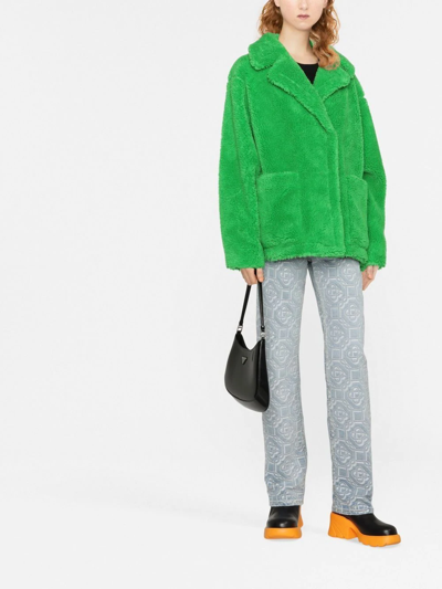 Stand Studio Marina Faux Fur Cloudy Jacket In Green