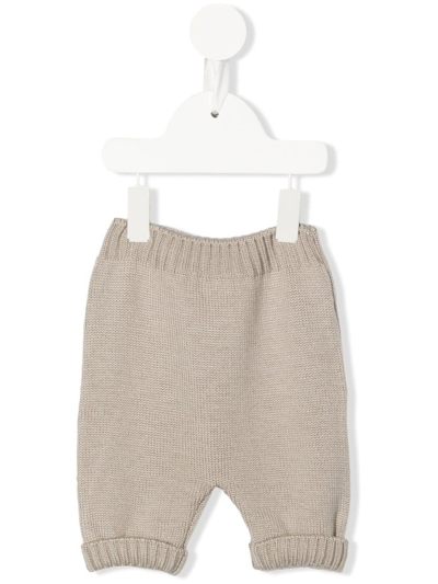 Shop Little Bear Virgin-wool Knitted Trousers In Brown