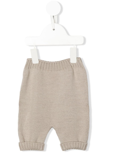Shop Little Bear Virgin-wool Knitted Trousers In Brown