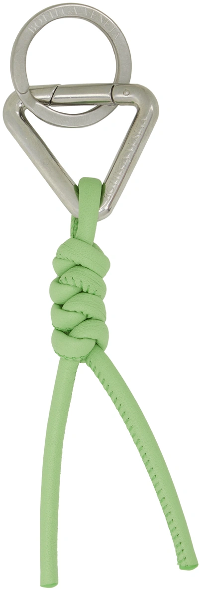 Shop Bottega Veneta Green Braided Keychain In 3840 Pistachio Silve
