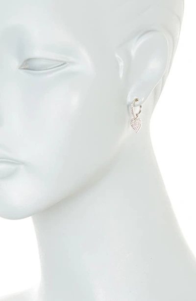 Shop Nadri Pavé Cz Heart Drop Leverback Earrings In Rhodium
