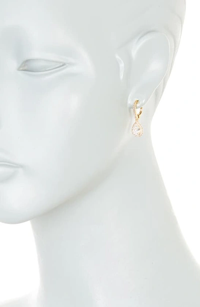 Nadri Pear Drop Cubic Zirconia Pavé Leverback Earrings In Gold