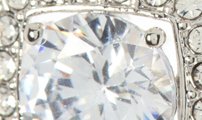 Nadri Square Halo Cz Drop Leverback Earrings In Rhodium