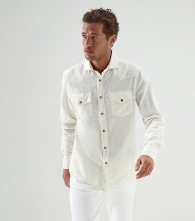 Shop Brunello Cucinelli Cotton Western Shirt In White