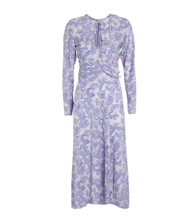 Shop Isabel Marant Silk Paisley Telima Midi Dress In Blue