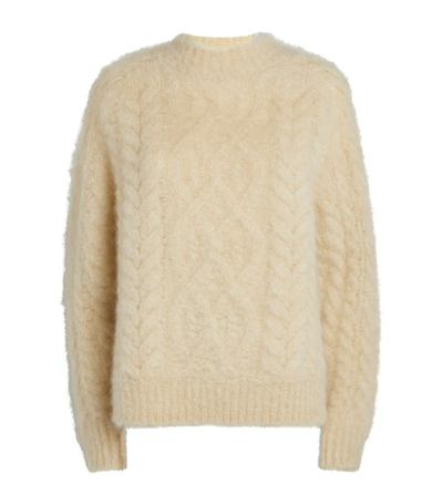 Shop Isabel Marant Mohair Thomas Cable-knit Sweater In Beige