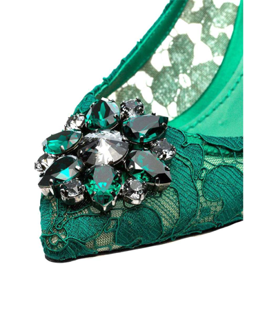 Shop Dolce & Gabbana Lace Heel With Brooch In Bosco