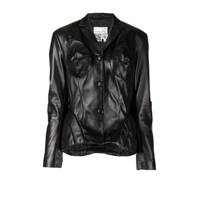 Shop Natasha Zinko Black Panelled Leather Jacket