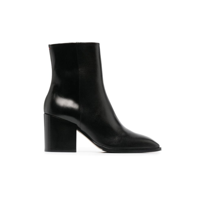 Shop Aeyde Black Leandra 75 Leather Ankle Boots