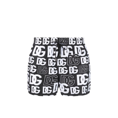 Shop Dolce & Gabbana Black Logo Swim Shorts