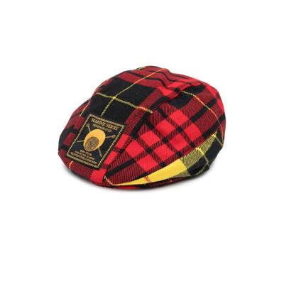 Shop Marine Serre Red Regenerated Tartan Wool Beret