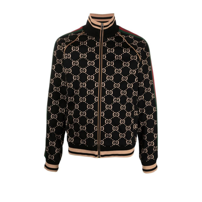 Shop Gucci Black Gg Supreme Jacquard Track Jacket