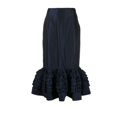 Shop Molly Goddard Blue Elise Ruffled Midi Skirt
