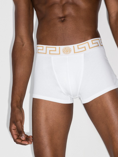 Shop Versace Greca Boxers 3 Pack In White