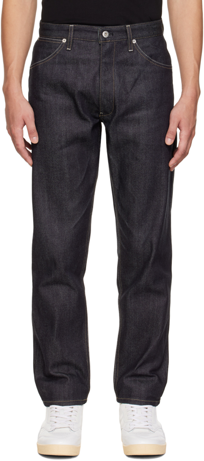 Shop Jil Sander Navy Loose Leg Jeans In 405 - Dark Blue