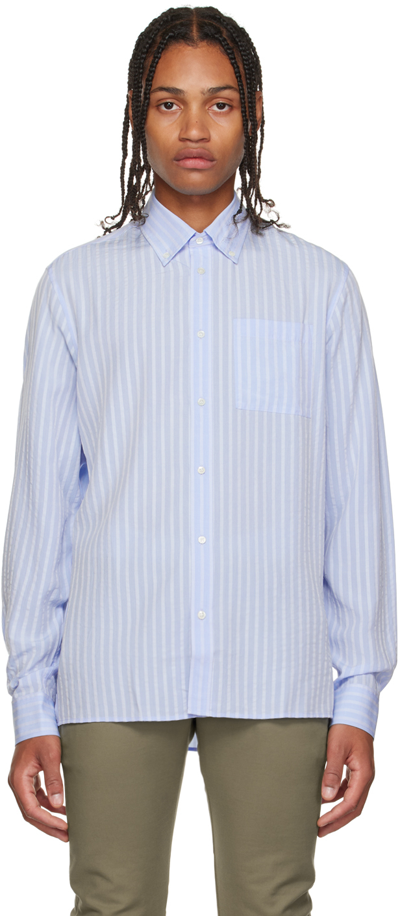 Shop Another Aspect Blue Stripe Shirt In Sky Blue Stripe