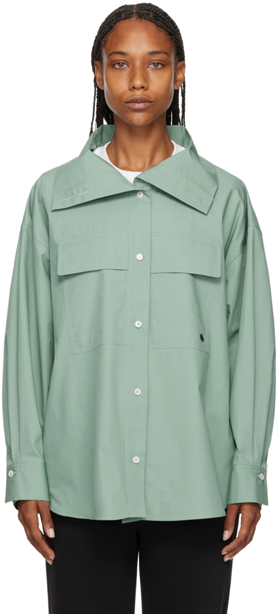 Shop Moncler Genius 2 Moncler 1952 Green Funnel Neck Shirt In 81d Sage