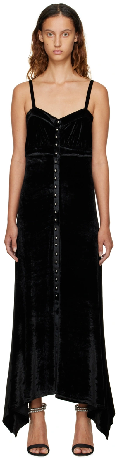 Shop Paco Rabanne Black Buttoned Midi Dress In P001 Black