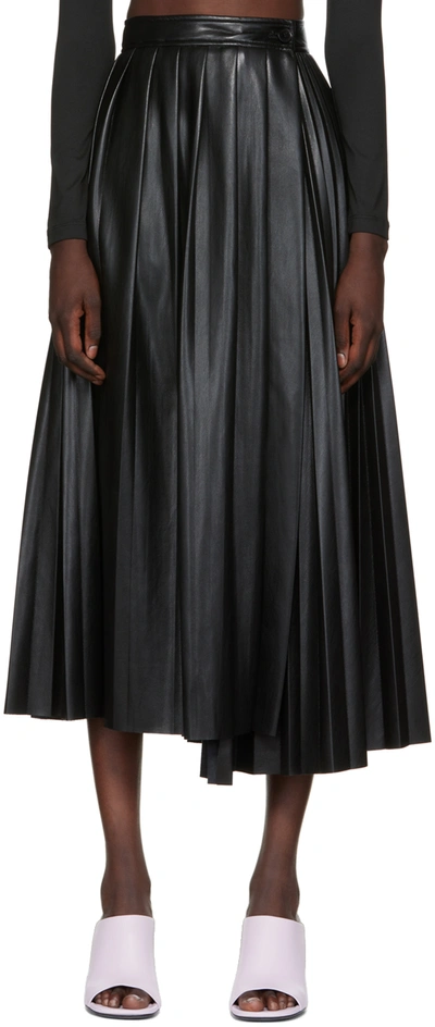 Shop Msgm Black Faux-leather Midi Skirt In 99 Black