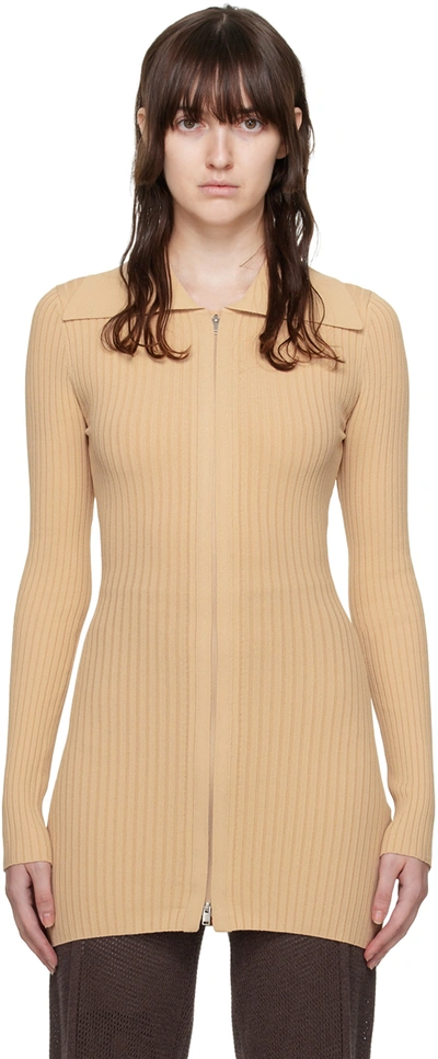 Shop Nanushka Beige Mardi Cardigan In Desert Dust