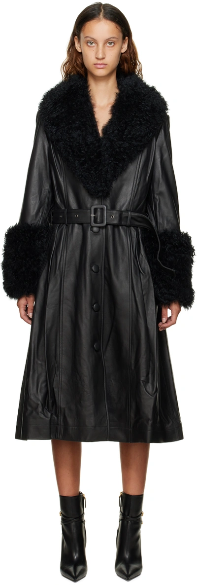 Shop Saks Potts Black Foxy Leather Coat