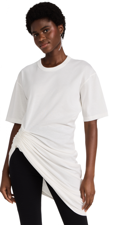 Shop Alexander Wang Short Sleeve Tee With Front Waist Drape In Off White