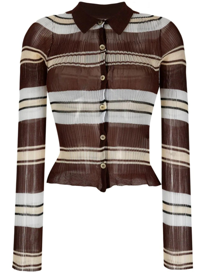 Shop Jacquemus Shirt La Chemise Maille Sognu Brown