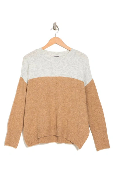 Shop Vince Camuto Colorblock Knit Sweater In Jazz Club/ Latte Heather