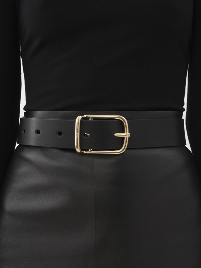 Shop Chloé Joe Belt Black Size S 100% Calf-skin Leather, Brass In Noir