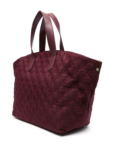 Shop V73 Logo-plaque Quilted Tote Bag In Red