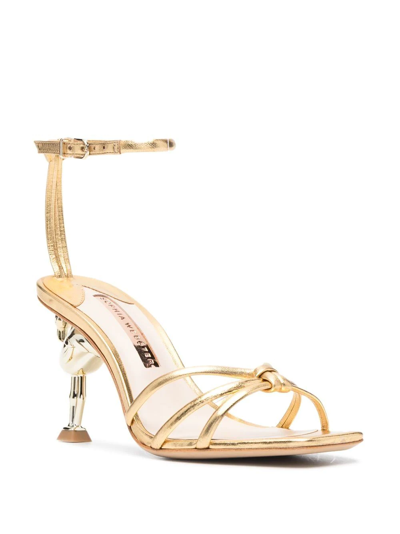 Shop Sophia Webster Flo Flamingo Leather Sandals In Gold
