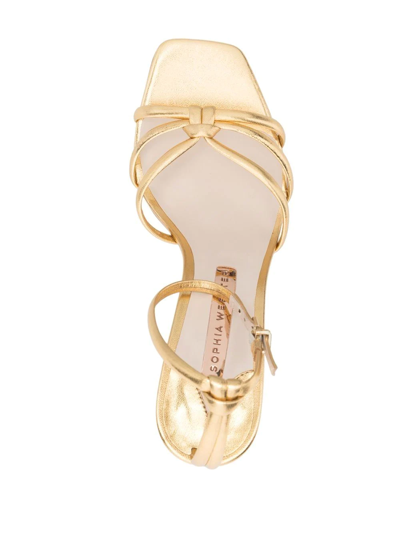 Shop Sophia Webster Flo Flamingo Leather Sandals In Gold