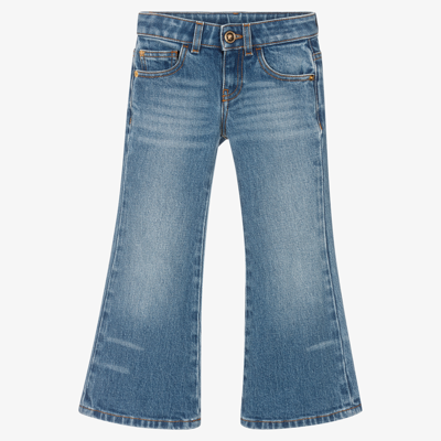 Shop Versace Girls Blue Denim Flared Jeans