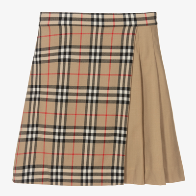 Shop Burberry Teen Girls Beige Check Skirt