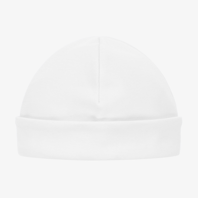 Shop Laranjinha White Cotton Baby Hat