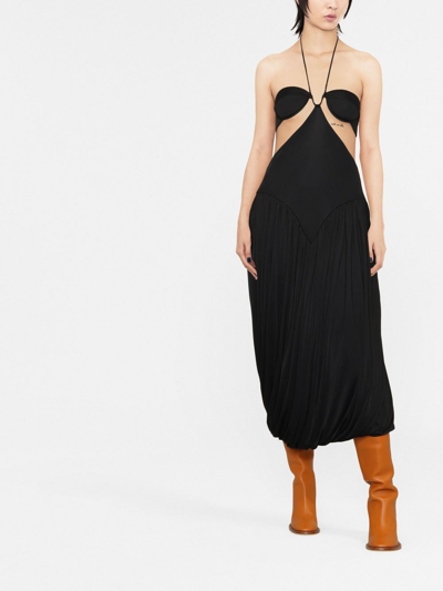 Shop Stella Mccartney Midi Dress With Halter Neckline And Triangle Bra In Black