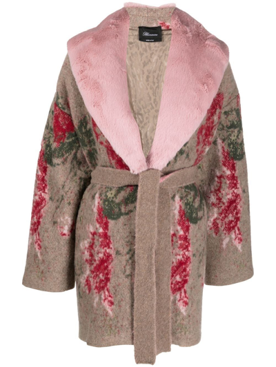 Shop Blumarine Coat In Marrone