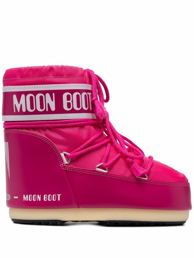 Shop Moon Boot `icon` Low Nylon Boots In Rosa