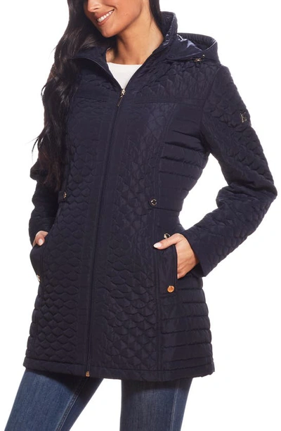 Shop Gallery Quilted Water Resistant Hooded Jacket In Ink Navy