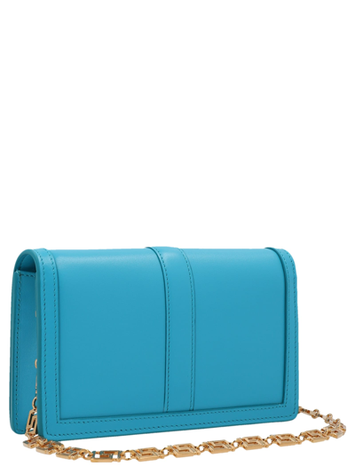 Shop Versace Greca Goddess Clutch Bag In Light Blue