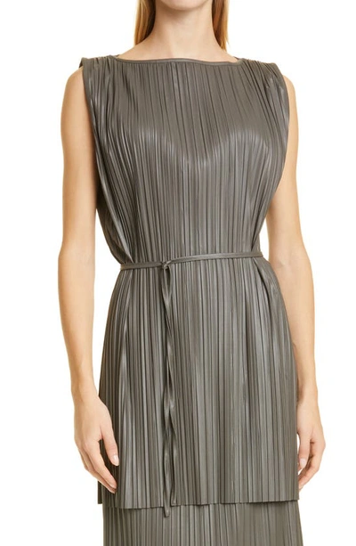 Shop Max Mara Osso Pleated Tunic In Dark Grey Green