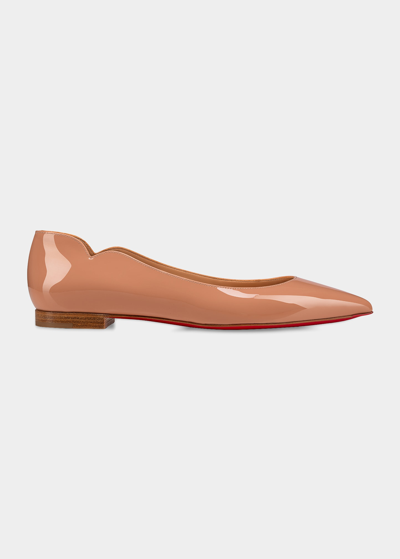 Shop Christian Louboutin Hot Chickita Patent Red Sole Ballerina Flats In Nude