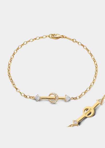Shop Monica Rich Kosann 18k Yellow Gold Strength Arrow Poesy Bracelet With Trillion, Princess Cut And Diamonds In Multi