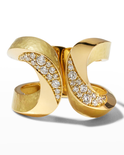 Shop Vendorafa Yellow Gold Hammered Diamond Ring