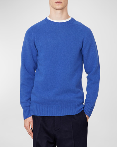 Shop Officine Generale Men's Seamless Wool-cashmere Sweater In Royal Blue