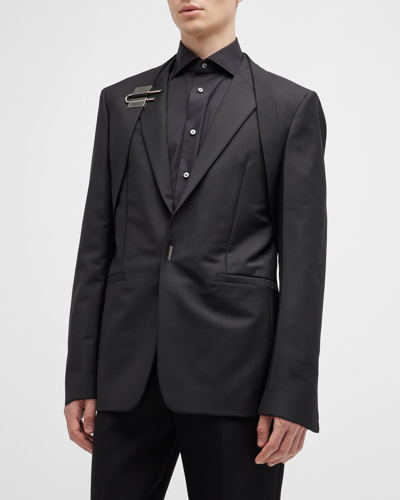 Shop Givenchy Men's U-lock Harness Slim Sport Jacket In Black