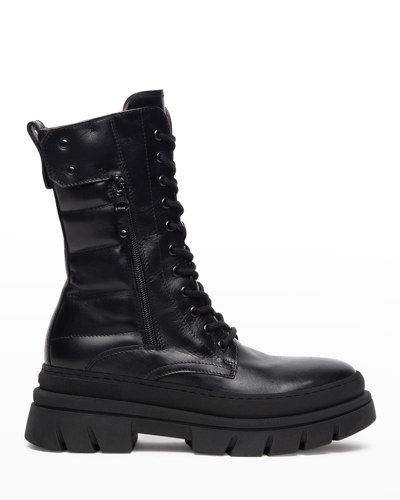 Shop Nerogiardini Quilted Calfskin Dual-zip Moto Boots In Black