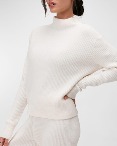 Shop Spiritual Gangster Funnel-neck Rib-knit Sweater In Stone